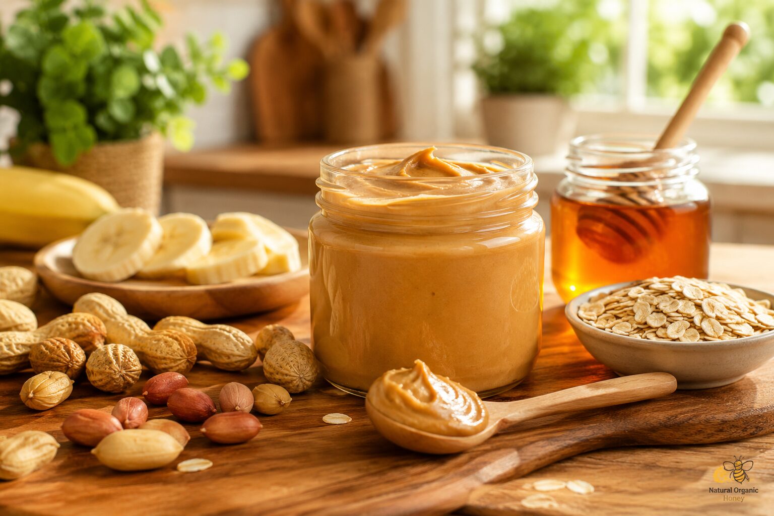 عسل وزبدة الفول السوداني للدايت من Natural Organic Honey