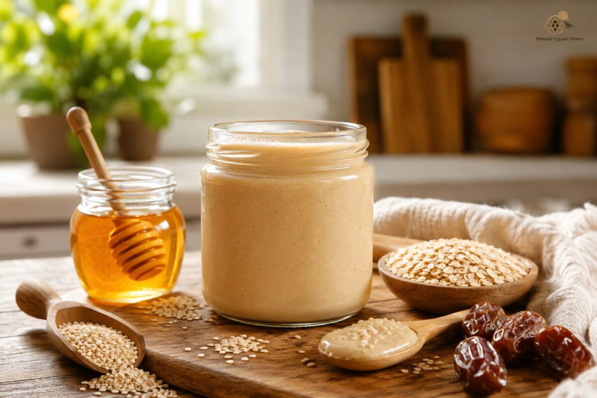 عسل وطحينة سمسم بدون سكر من Natural Organic Honey