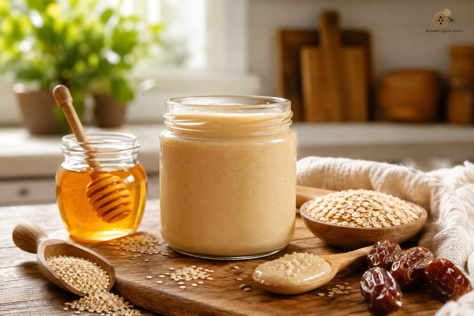عسل وطحينة سمسم بدون سكر من Natural Organic Honey