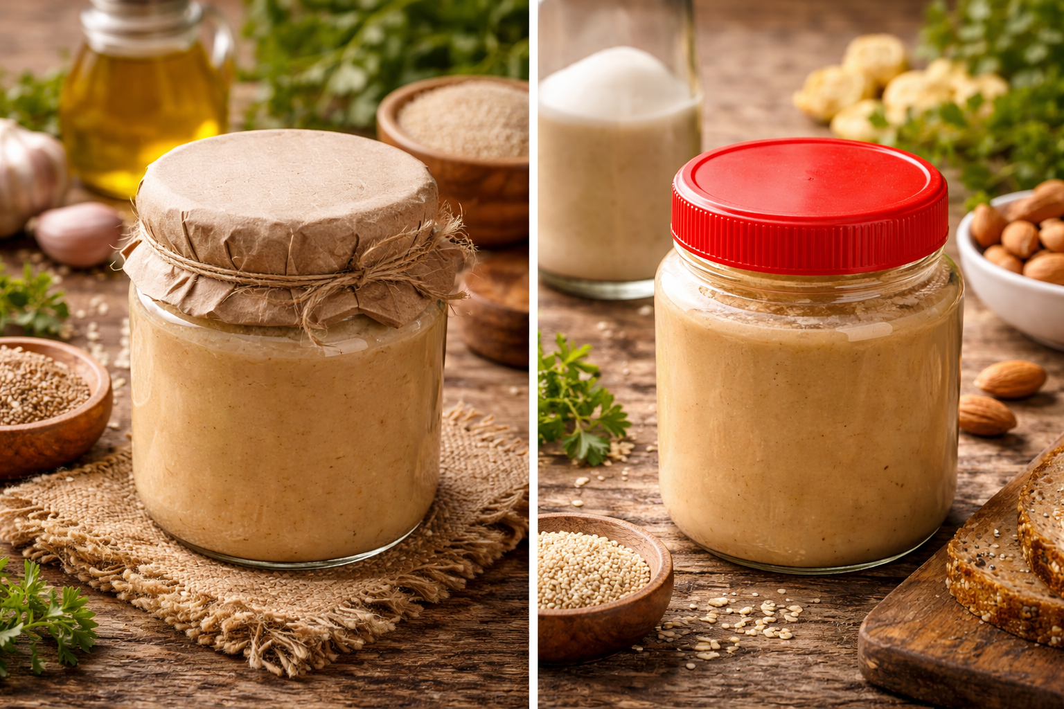 الفرق بين الطحينة العضوية والتجارية