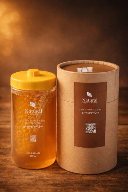 عسل موالح بالشمع الطبيعي في عبوة مميزة