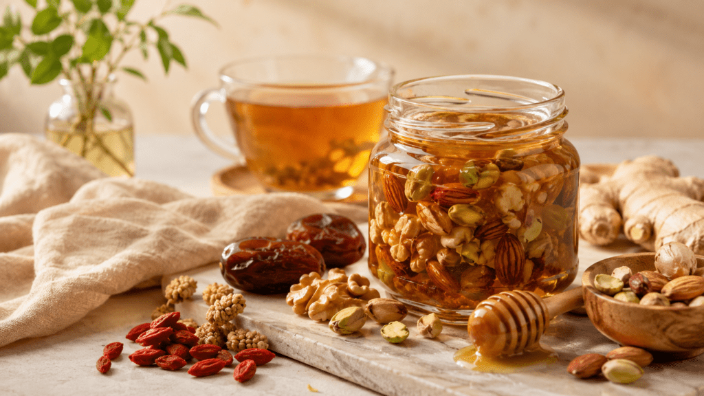 فوائد عسل بالمكسرات وخلطة الطاقة واستخداماته من Natural Organic Honey