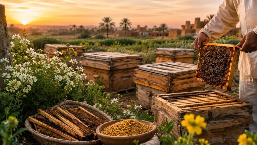 خلايا نحل بلدي في مناحل مصر من Natural Organic Honey بصورة طبيعية مناسبة للمقال