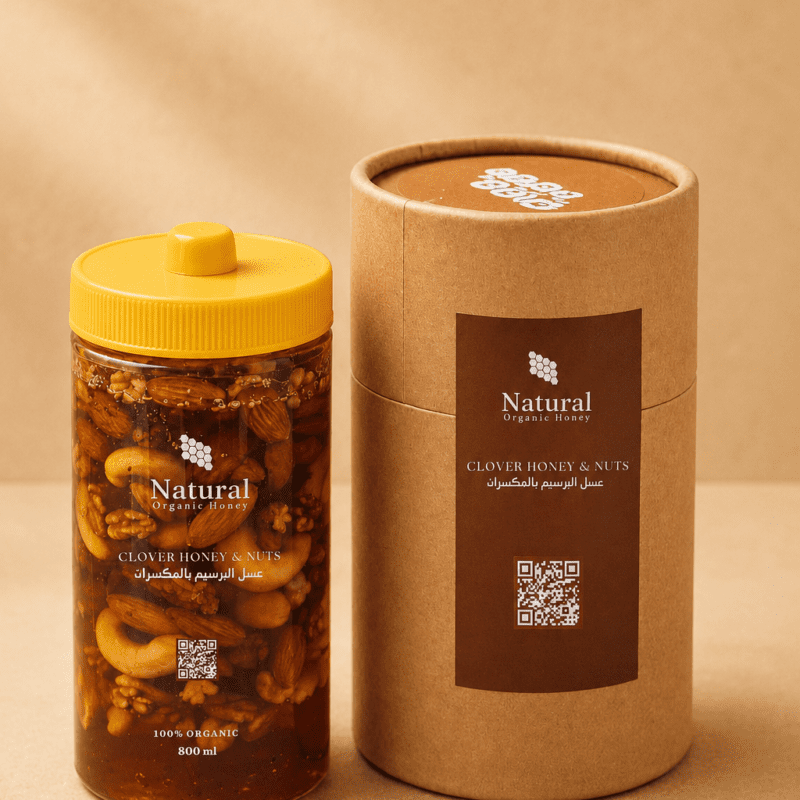 عسل برسيم بالمكسرات من Natural Organic Honey - عسل بالمكسرات برسيم