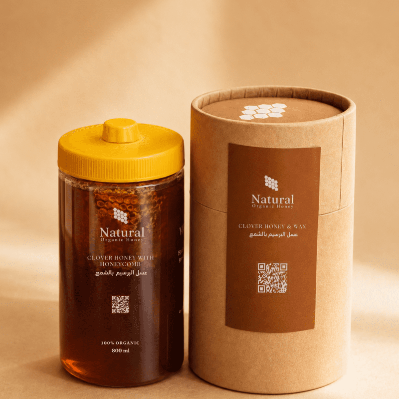 عسل برسيم بالشمع من Natural Organic Honey - عسل البرسيم بالشمع