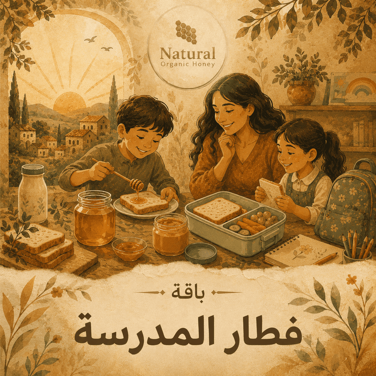 باقة فطار المدرسة من Natural Organic Honey - باقة فطار المدرسة